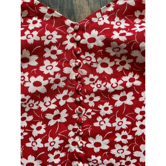 Madewell Women’s Button-Down Cami in Full Bloom 4 Retro Floral Cranberry - Picture 3 of 9